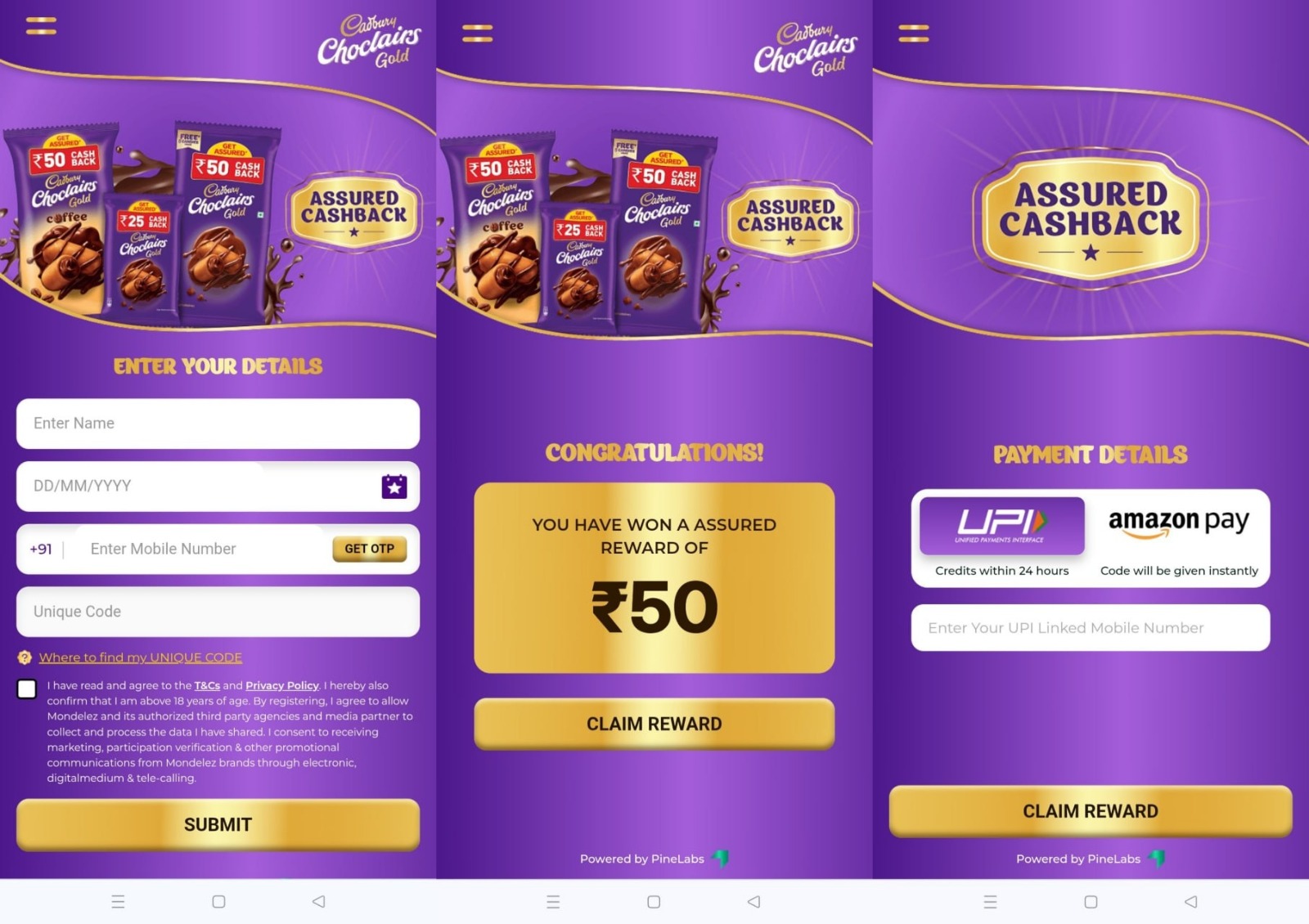 Cadbury Choclairs Gold Cashback Offer