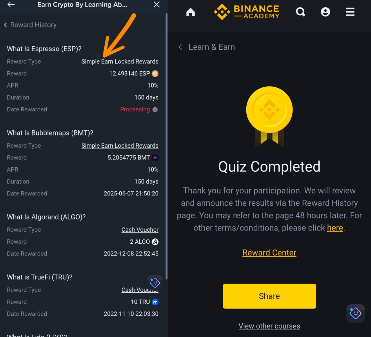 The Binance Learn and Earn Espresso Quiz