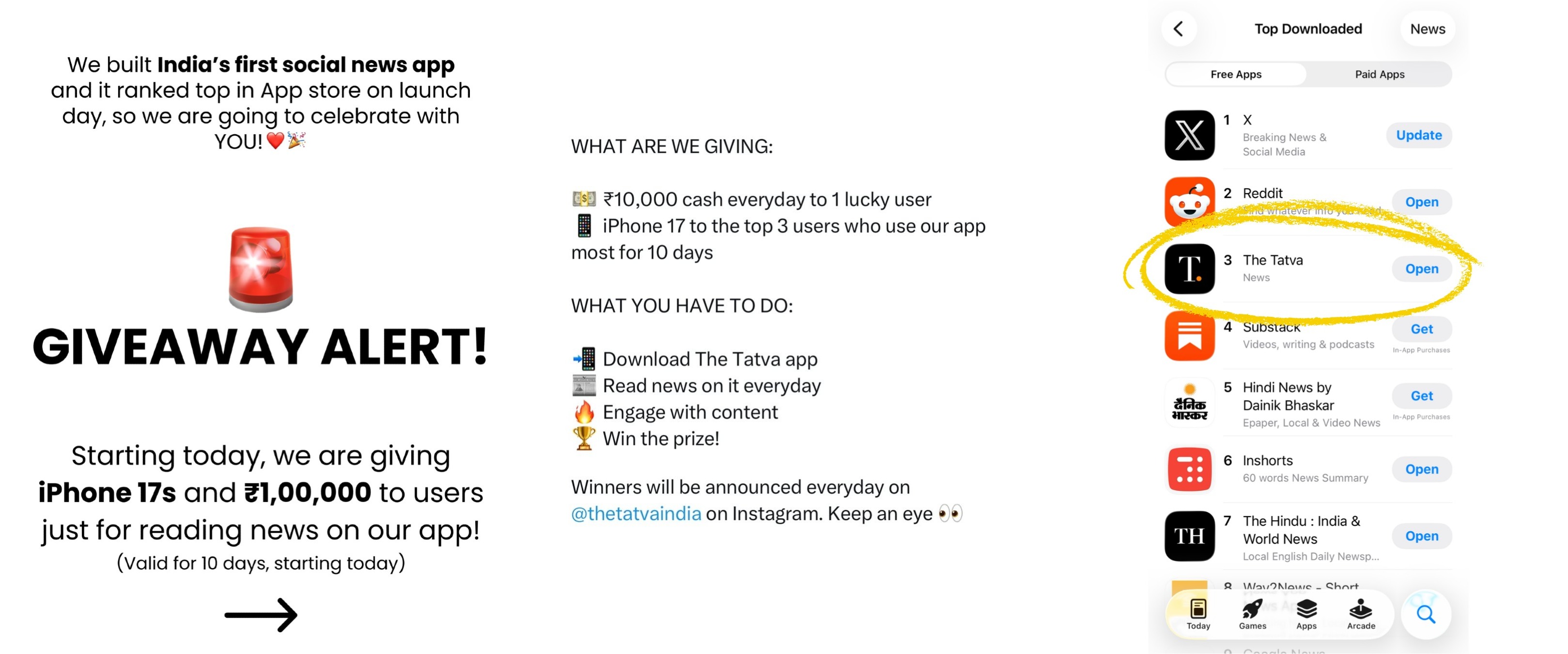The Tatva App Contest iPhone 17 and ₹1 Lakh giveaway