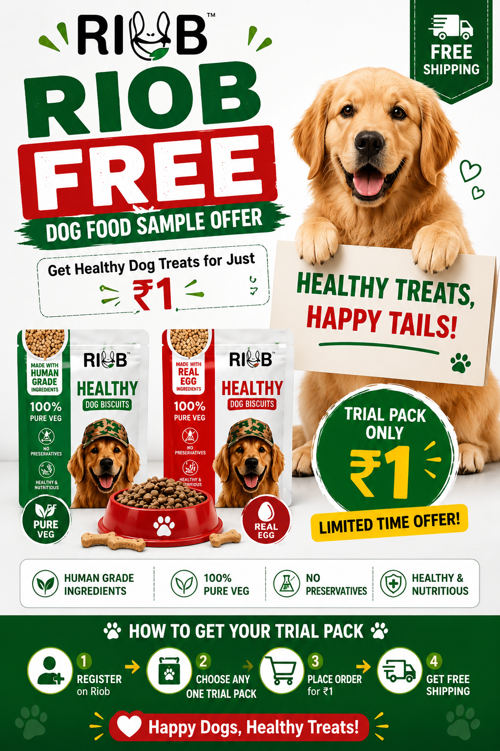 Riob Free Dog Food Sample Offer with Free Shipping