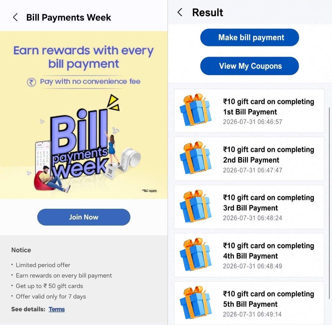 Samsung Wallet Bill Payments Week OfferSamsung Wallet Bill Payments Week Offer