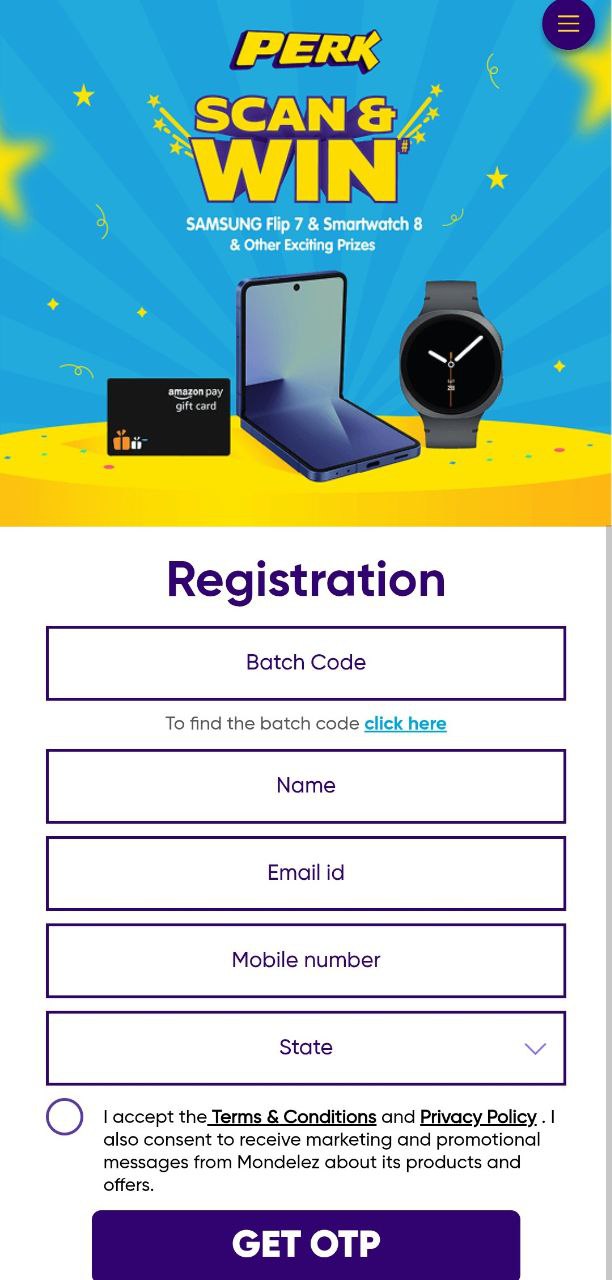Cadbury Perk Scan and Win Offer – Win Samsung Galaxy Flip 7 & Amazon Vouchers