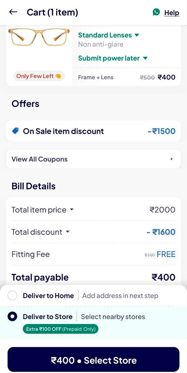 Lenskart ₹400 Frame + Lens Offer