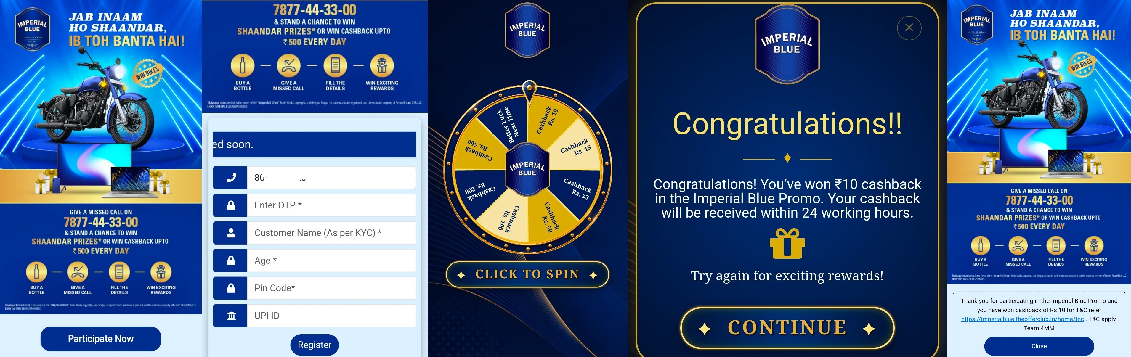 Imperial Blue Spin Wheel Offer Cashback Up To 500