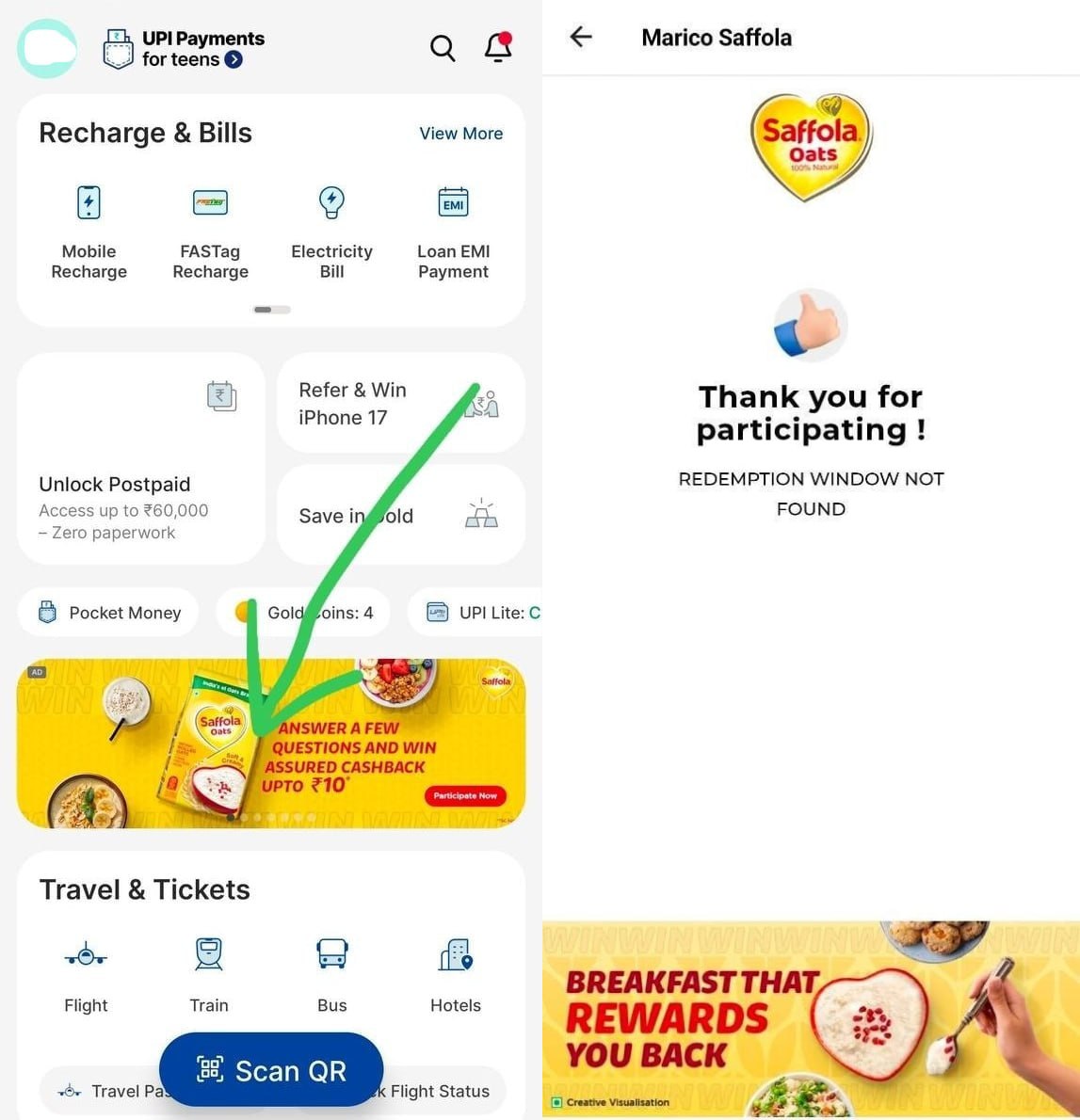 Paytm Saffola Cashback Offer - Get Up to ₹10 Cashback