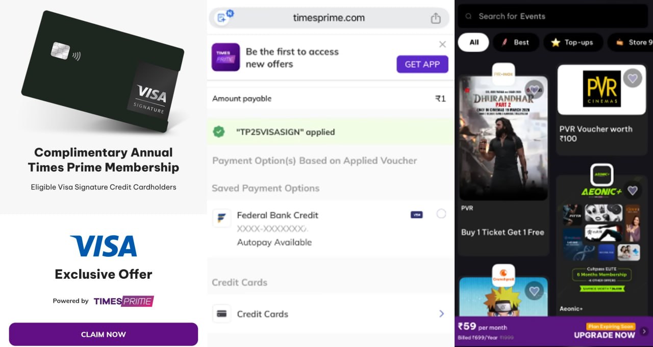 Free Times Prime Membership Offer 2026 ₹100 PVR Voucher
