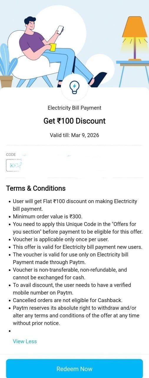 Paytm electricity bill offer