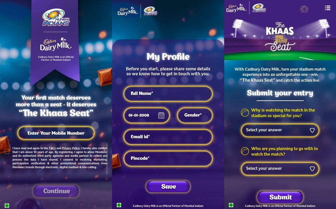 Cadbury Dairy Milk Khaas Seat Contest 2026 Seat contest form