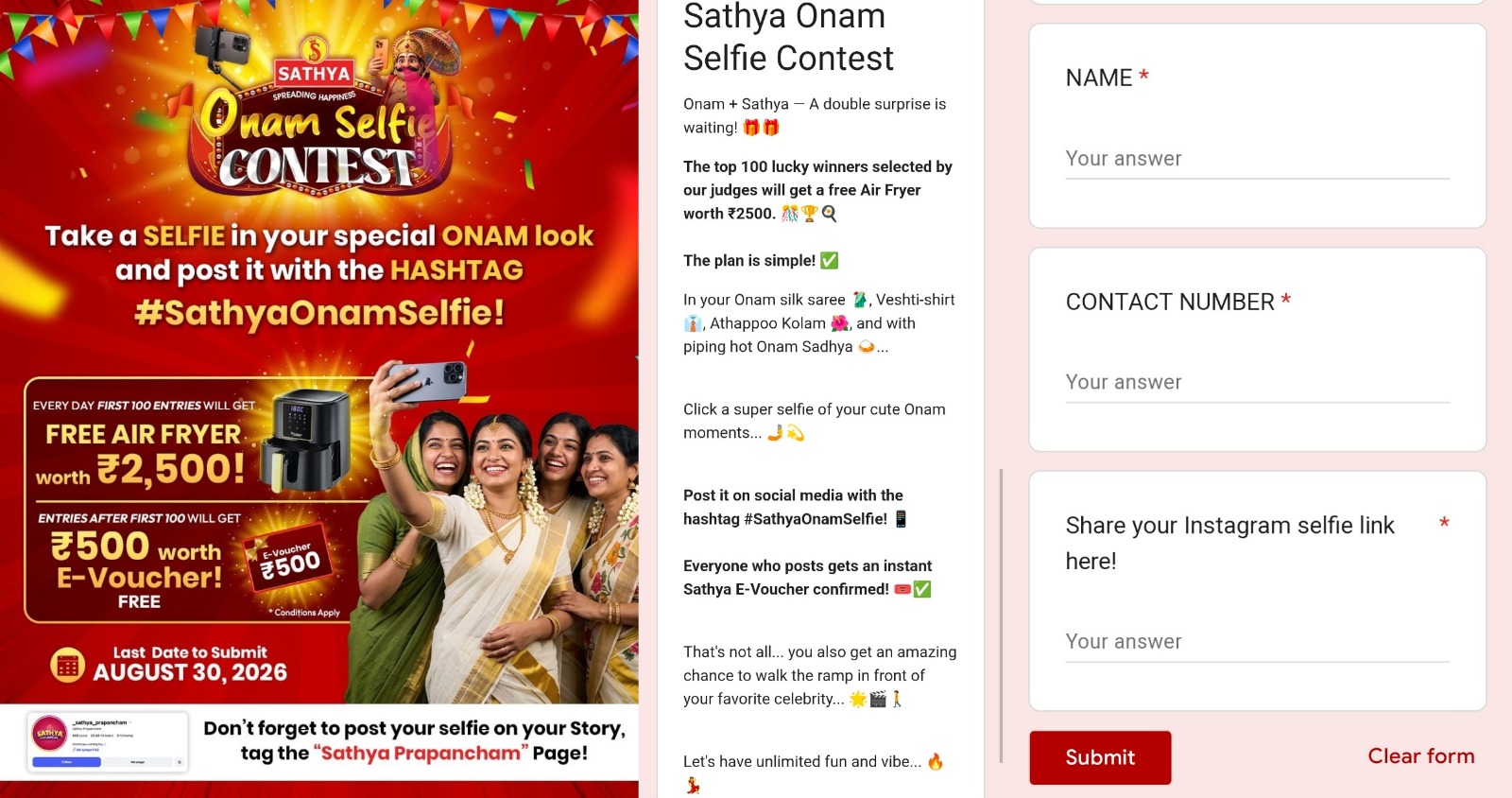 SATHYA Onam Selfie Contest 2026
