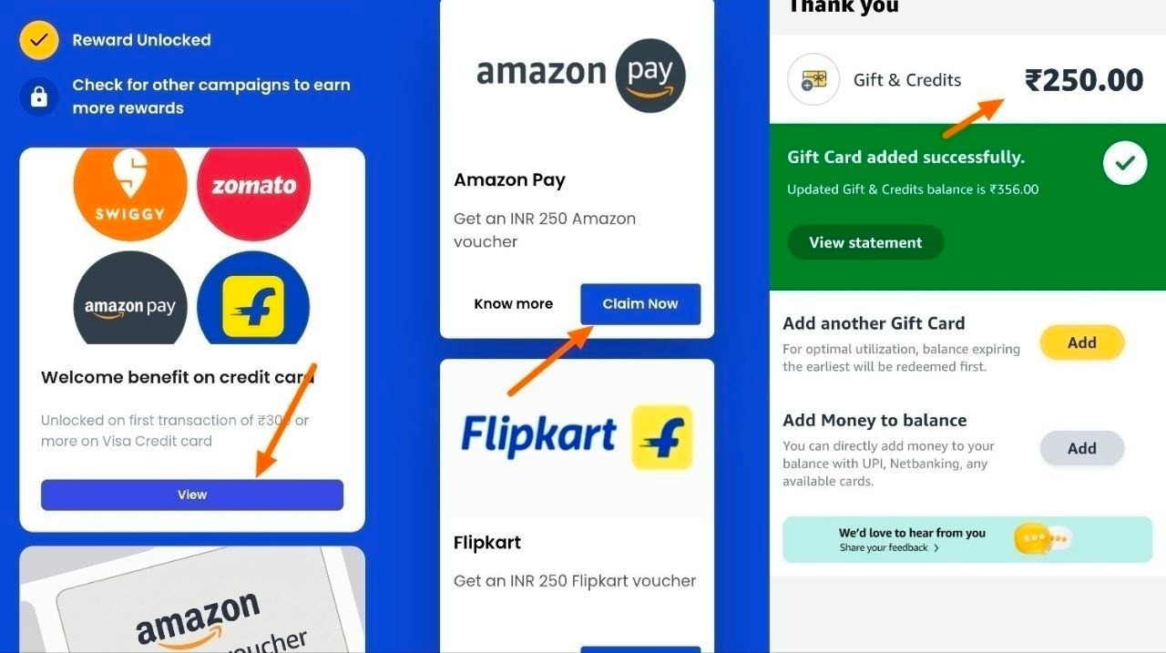 Visa ₹250 Free Gift Card Offer