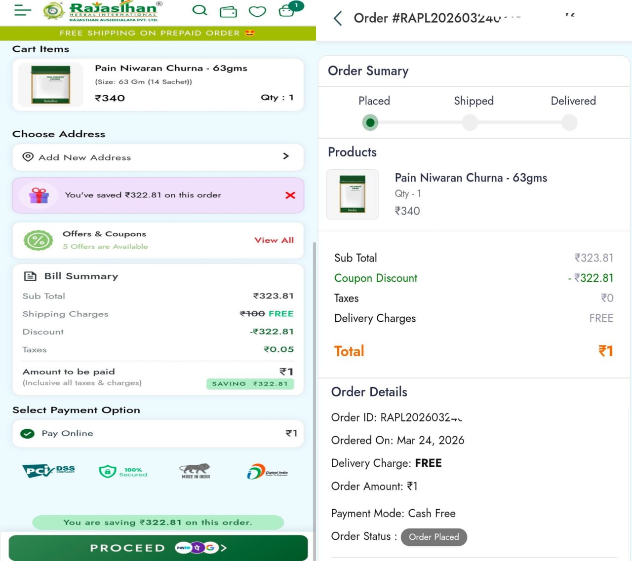 Pain Niwaran Churna Offer 2026 ₹1 Deal India