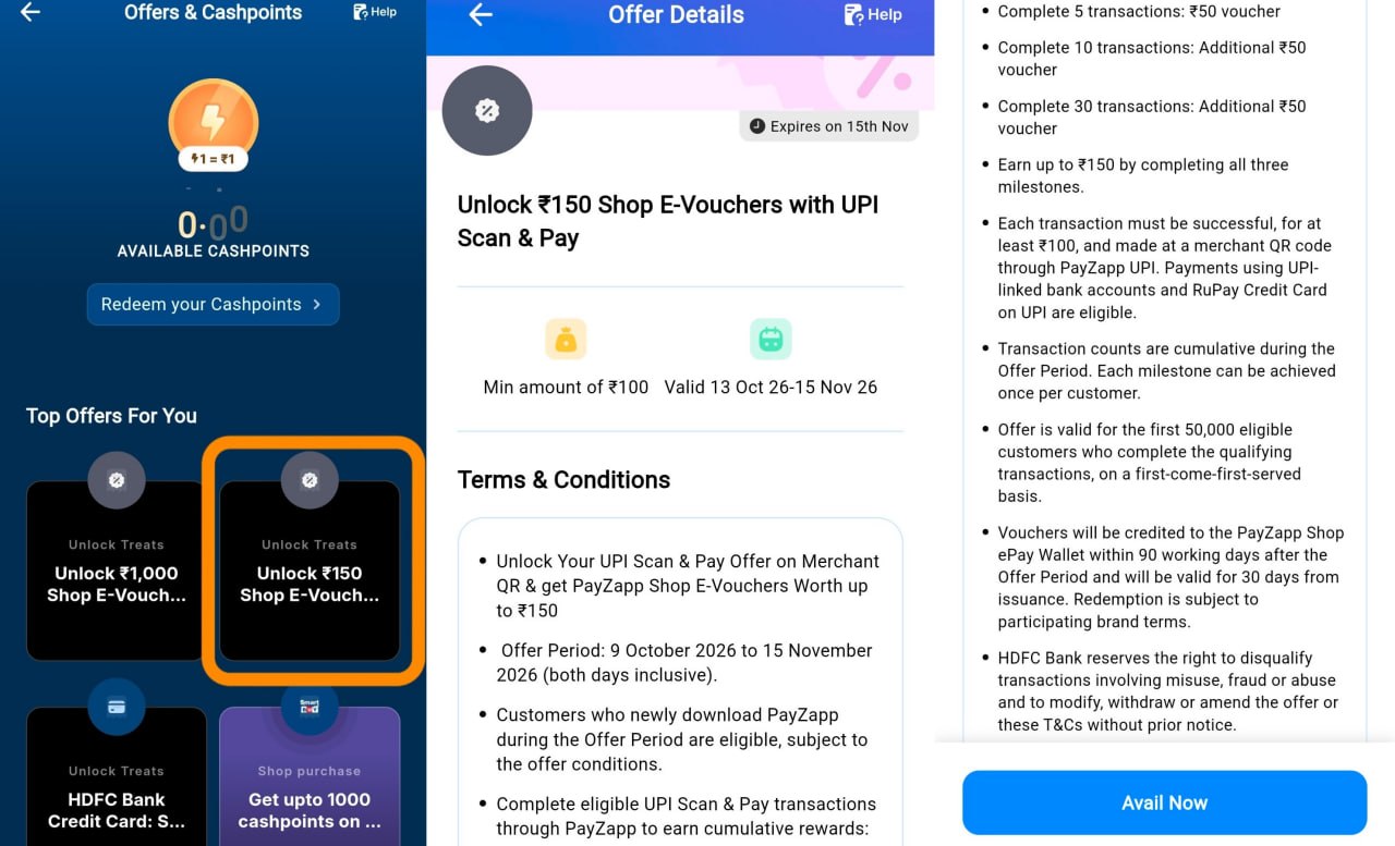 PayZapp ₹150 Shop E-Voucher Offer