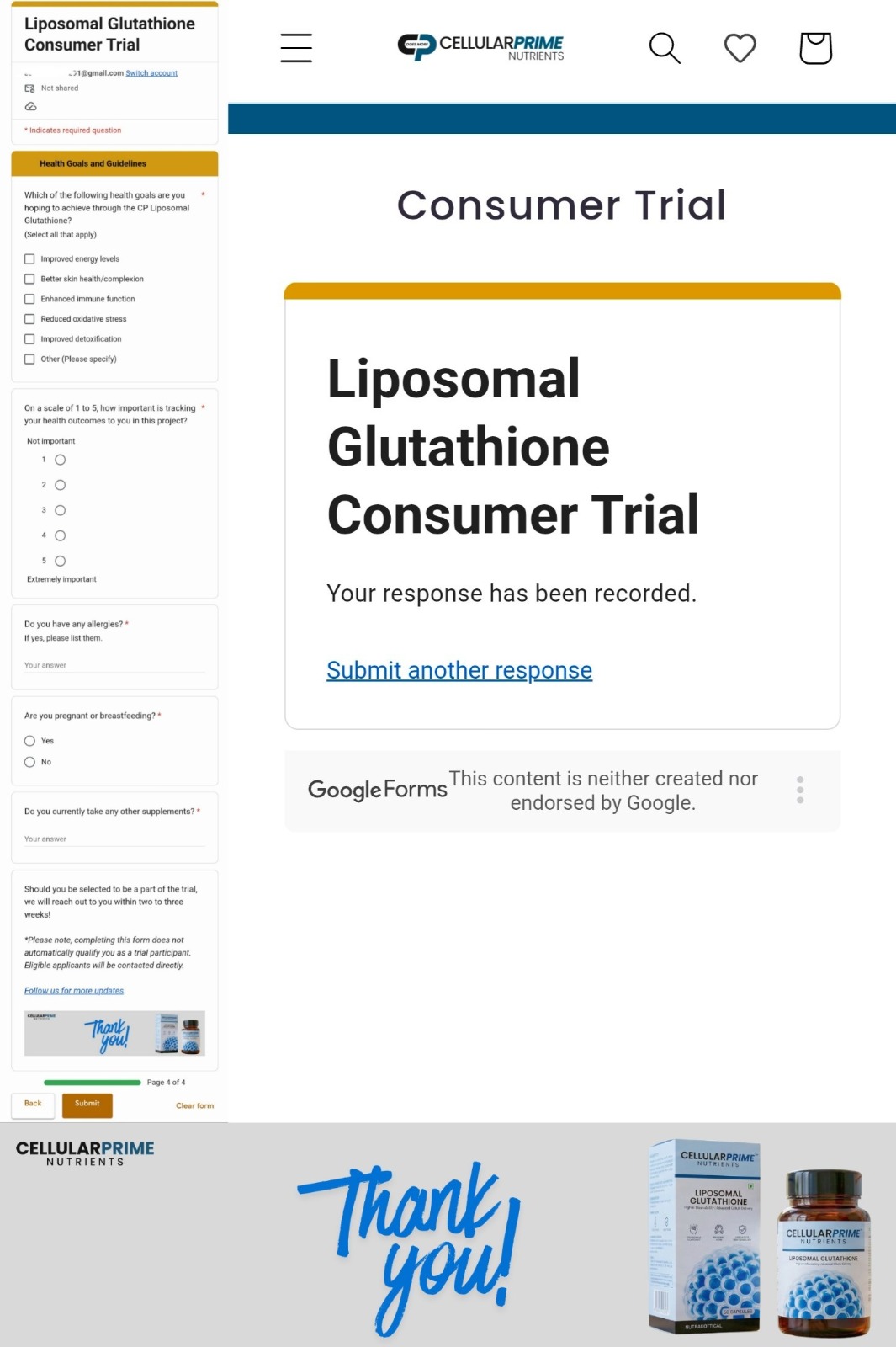 Liposomal Glutathione Consumer Trial
