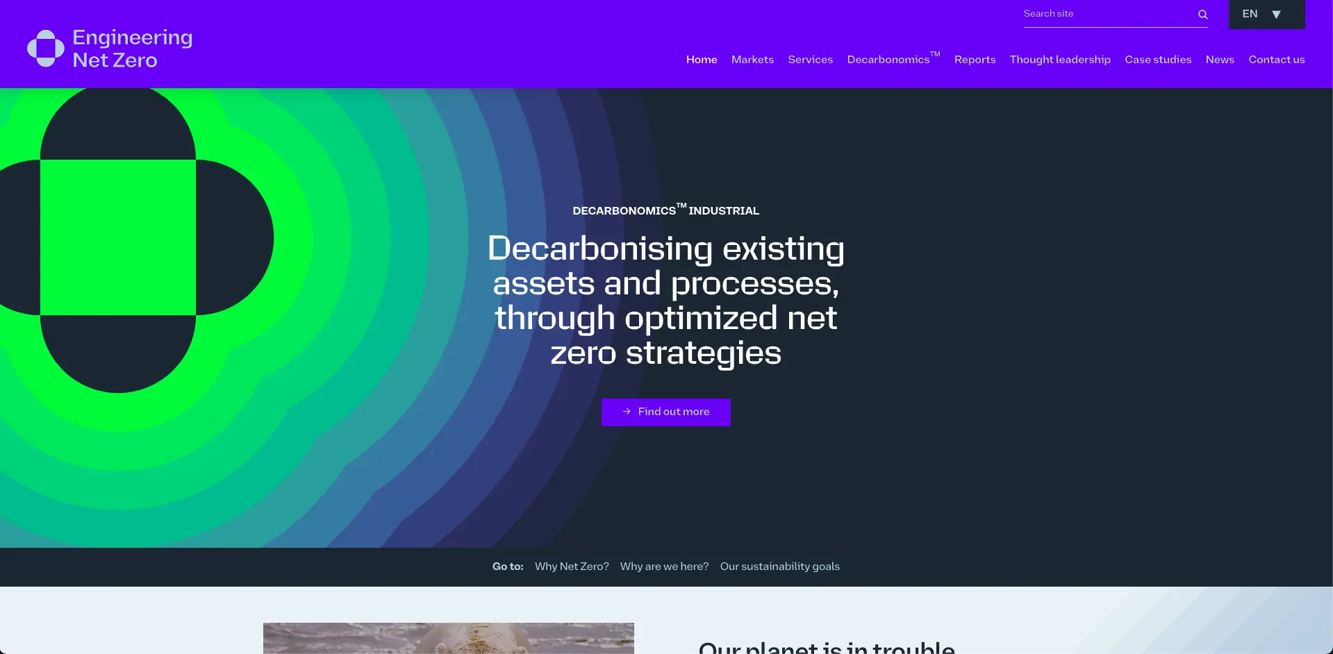 A thumbnail of the Engineering Net Zero website