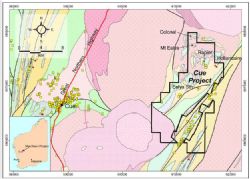 Location of the Cue Copper Project and the Eelya South prospect