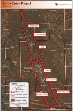 Bottle Creek Gold Project with Southwark, Pianto’s Find and Single Fin prospects