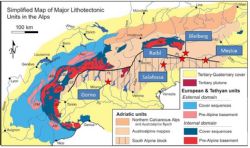 Figure 4: Lithotectonic Map of the Alps with Gorno & Nearby Deposits