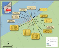 Figure 3: Drilling plan Skyhawk showing current and previous drilling intersections