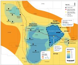 Figure 2: EP 161 Tanumbirini 2H/3H and EP 136 Maverick 1H location map