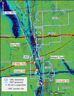 Figure 2. Henderson Project tenements with sample locations over aeromagnetic image