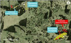 Figure 2: Proposed Drilling at Sunnyside and Sherwood Prospects
