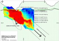 Figure 2: Long section through Ag Lode 211