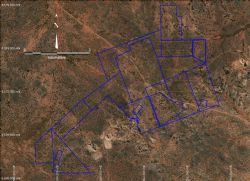 Figure 3: Aerial photograph of tenements and planned soils traverses.