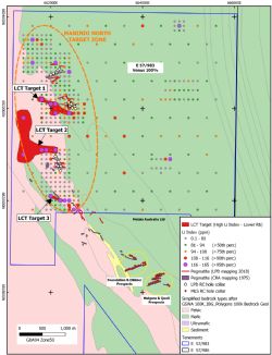 Figure 2. Manindi North Prospect - Lithium Index in soil