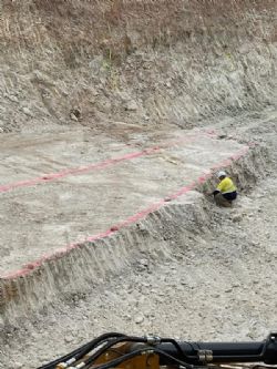 Dean Goodwin examining first ore level