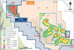 Figure 2 – Contours of lithium soil geochemistry