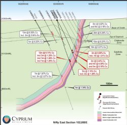 Figure 5: Nifty East drill hole section 102,880E