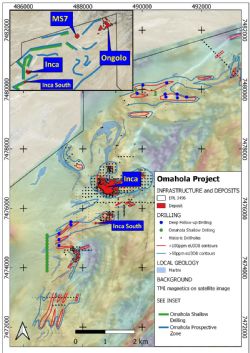 Figure 1: Omahola area showing Inca deposit