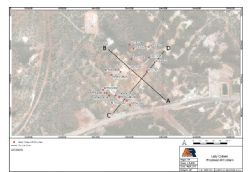 Figure 1. Lady Colleen Drilling collars and sections lines.