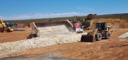 First ore being offloaded at ROM pad at Kat Gap processing facility.