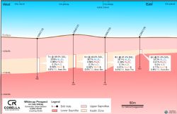 Figure 4: Whitecap Prospect - Cross Section 6,654,141mN