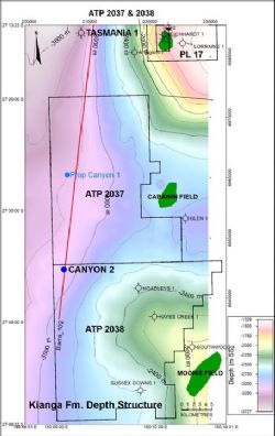 Figure 1 Well Locations on Top Kianga Depth Structure