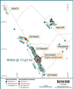 Figure 1 – Tunkillia 223 Deposit & Satellite Gold Zones