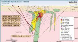 Fig 4 – Cross section 111,500N showing 223 Deposit 