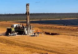 Figure 3: Kat Gap Tailings storage facility – Drilling of diamond hole for VWP installation