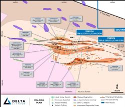 Figure 2: Plan view showing drilling at Malinda.