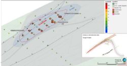 Figure 3. 3D oblique view illustrating Cu and Zn downhole