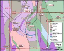 Figure 2: Cannon Project area showing surrounding prospects