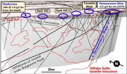 Fig 1 – Tarcoola Structural Architecture Interpreted from Seismic Reprocessing