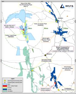 Figure 3: Plan showing possible gold treatment facilities in the Mt Ida area.