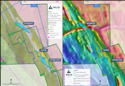 Figure 4: Plan views for the western side of the granite showing projections to surface of gold MRE wireframes