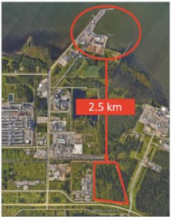 Figure 1 - Becancour Port in relation to LU7 Lithium Refinery Site