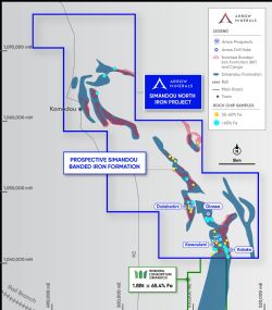 Figure 2: Simandou Iron Project Enriched BIF DSO Fe target prospect location plan