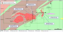 Figure 1- Plan View with Selected New Highlights of 2023 Drilling Program 