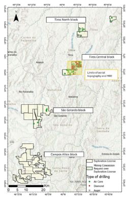 Figure 1: Plan view of the Resouro tenements
