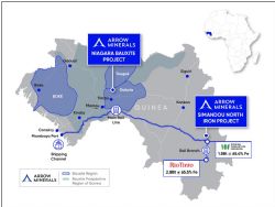 Figure 3. Location map of Guinea showing port and rail infrastructure